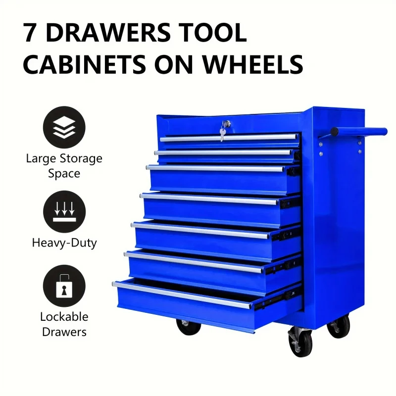 Tools At Workshop - 7 Drawers Blue Multifunctional Tool Trolley